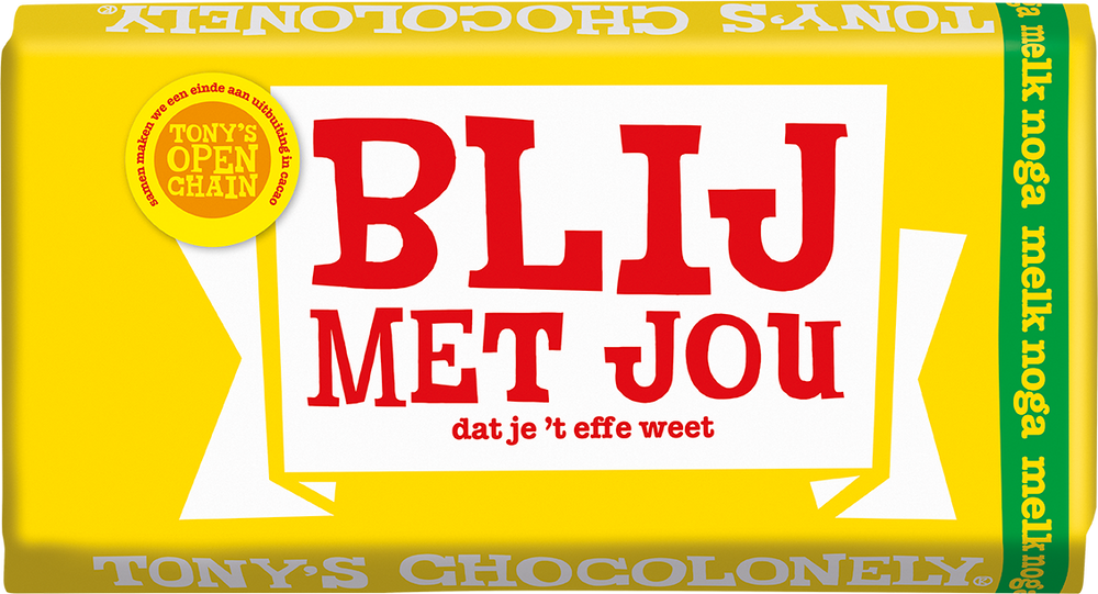 Tony's Chocolonely cadeaureep Blij met jou, voorkant van de verpakking