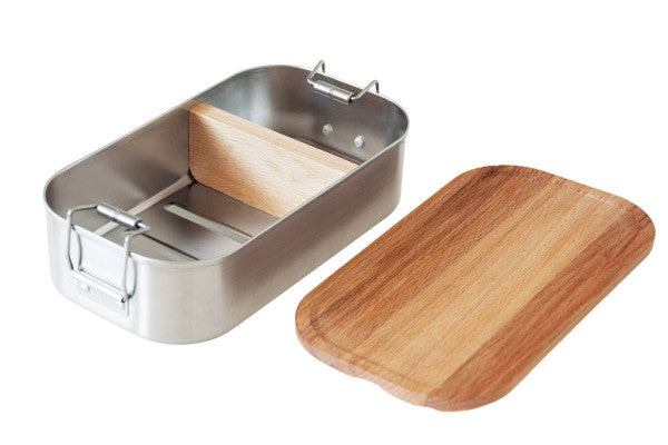 CP BU C4 RVS lunchbox met beukenhouten deksel – duurzaam en uniek