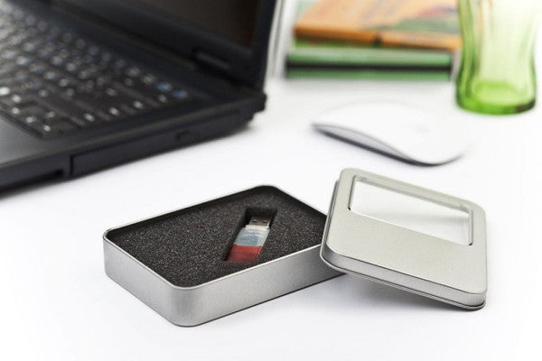 USB 010 USB-stick verpakking blik – compacte metalen doos voor USB-sticks