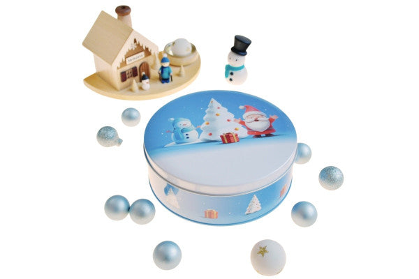 WD 051 Rond kerst blik – metalen verpakking voor kerstgeschenken met logo