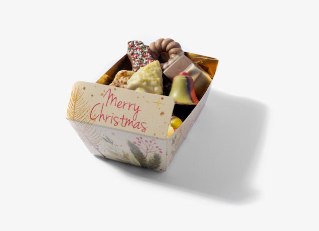 Bakje kerstchocolade 175 gram, per 18 stuks