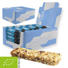 Displaybox met 25 bedrukte mueslirepen meergranen appel, elk met eigen sticker
