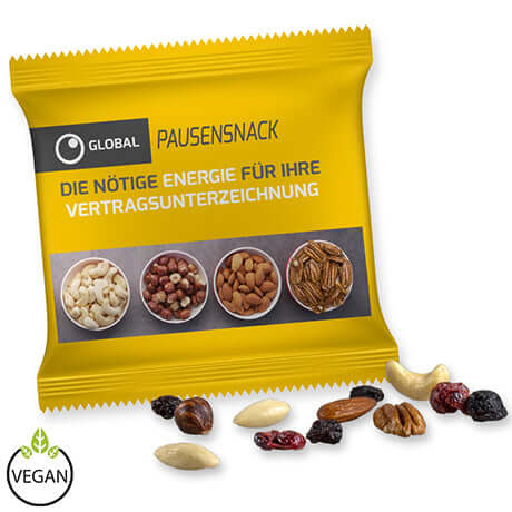 Premium Studentenfutter, ca. 30g, Maxi-zakje bedrukken – promotionele snack