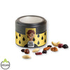 Premium Studentenfutter, ca. 60g, Metalldose mini mit Sichtfenster schwarz bedrukken – promotionele snack