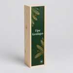 Bedrukte wijnkist enkelvaks van licht hout met schuifdeksel, full colour bedrukt met kerstgroet en logo