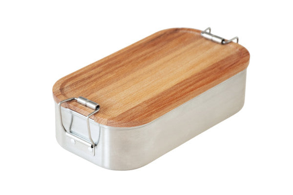 CP BU C6  RVS lunchbox met beukenhouten deksel 700 ml – compact en stijlvol