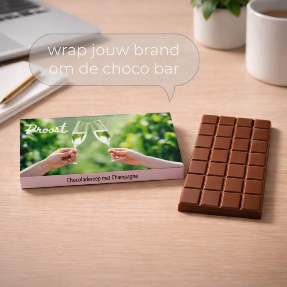 Chocoladereep met eigen wikkel, uitvoering eigen ontwerp