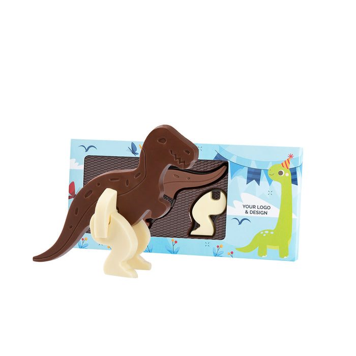 Chocolade 3D Dino in persoonlijke verpakking