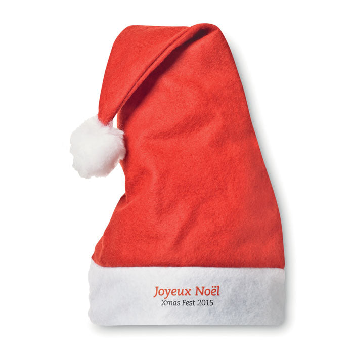 Kerstmuts Bono met een bedrukking als voorbeeld