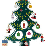 Houten kerstboom met decoratie Woodtree in groen