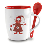 Kerstmok met lepel 250 ml Claus in multicolour