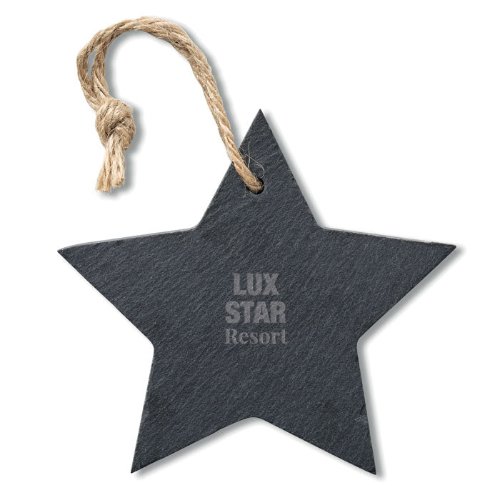 Kerstboom hanger van leisteen Slatestar met een bedrukking als voorbeeld