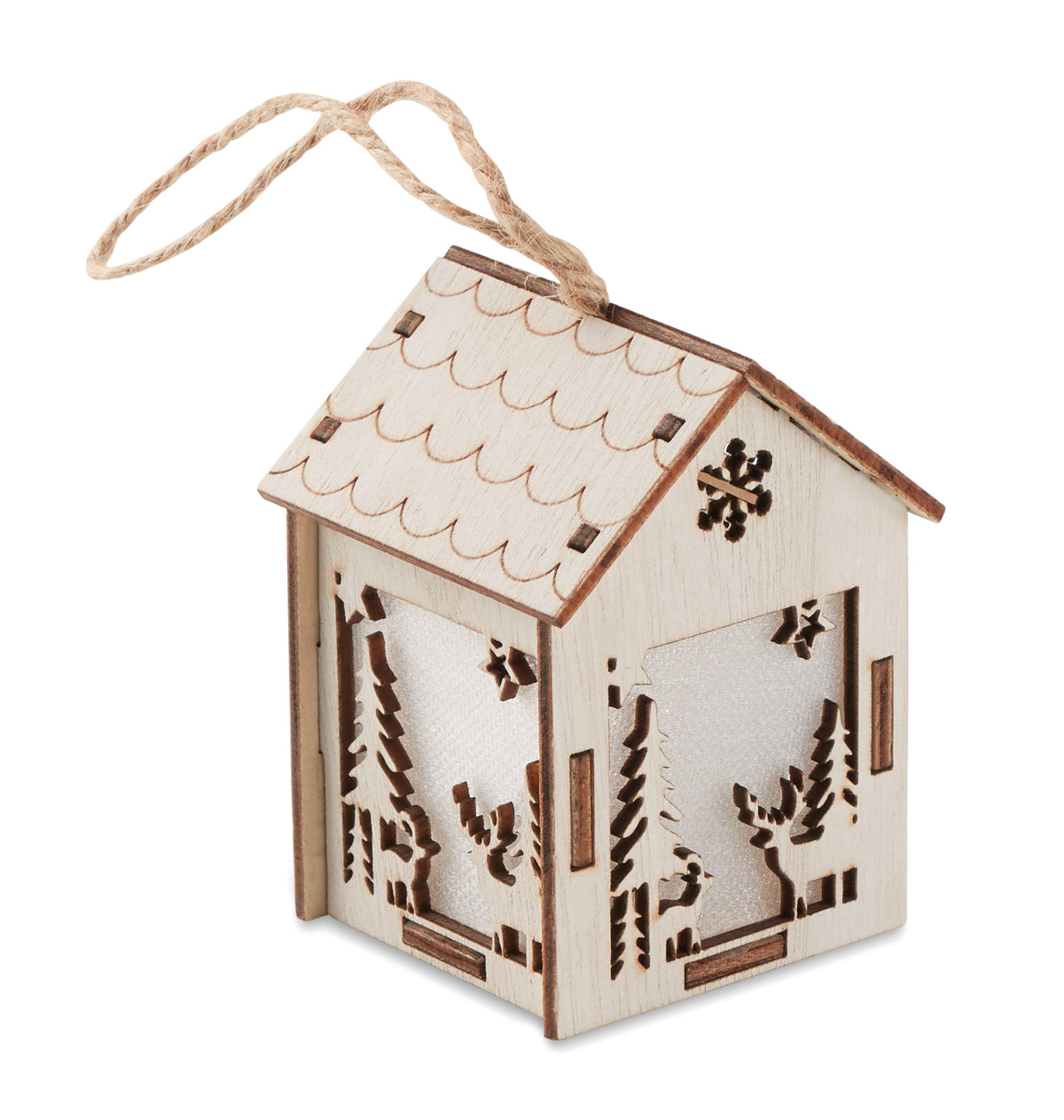 Huisje met licht Ponia in hout