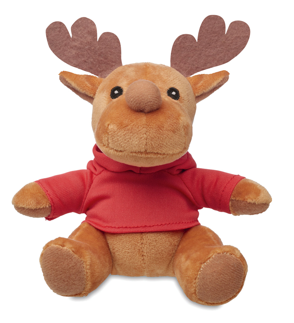 Rendier met hoodie Rudolph in rood