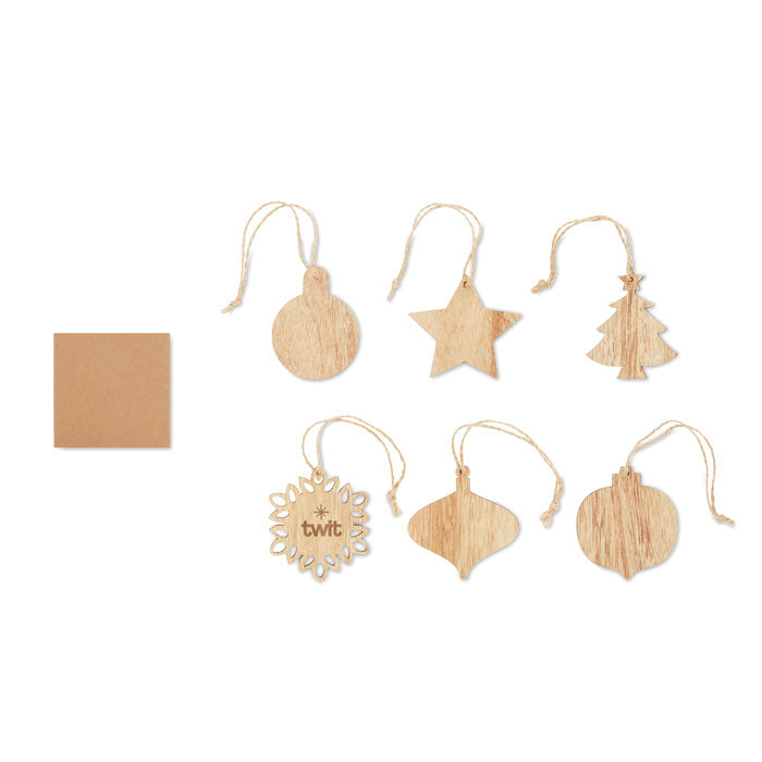 Houten kerstversiering set Chriset met een bedrukking als voorbeeld
