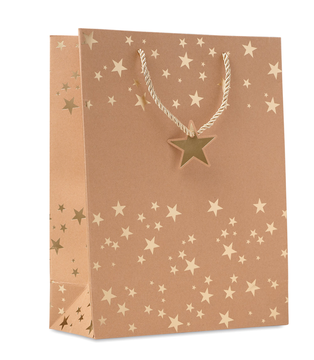 Kraftpapieren geschenkzak Sparkle in goud