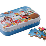 Houten kerstpuzzel in blik Pazuru in mix