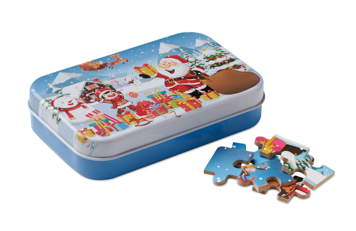 Houten kerstpuzzel in blik bedrukken – Pazuru