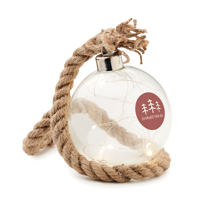 Glazen kerstbal LED-lampje Baubli met een bedrukking als voorbeeld