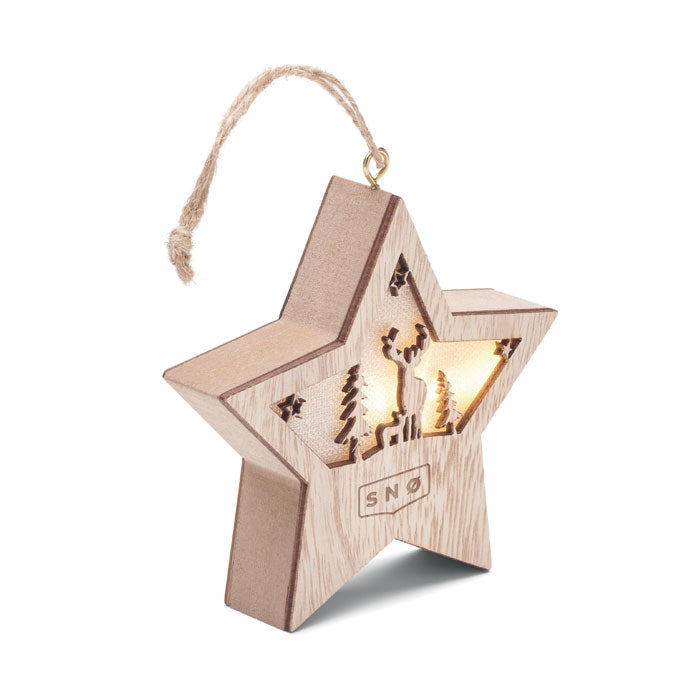 MDF ster met licht Starlight met een bedrukking als voorbeeld