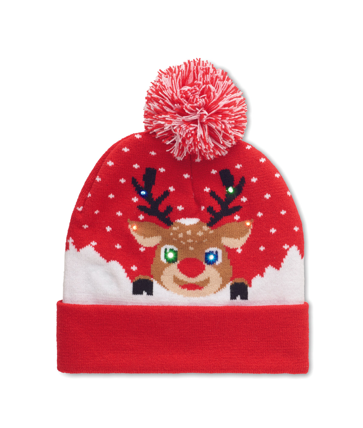 Gebreide kerstmuts LED Shimas Light in rood