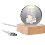Kerst LED glas bol Santa Light in hout
