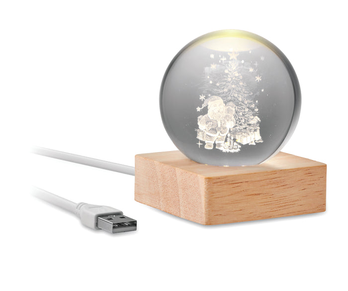 Kerst LED glas bol bedrukken – Santa Light