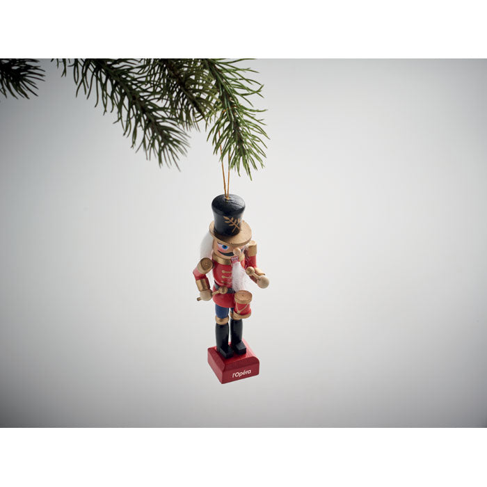 Klein notenkraker ornament Jolly met een bedrukking als voorbeeld
