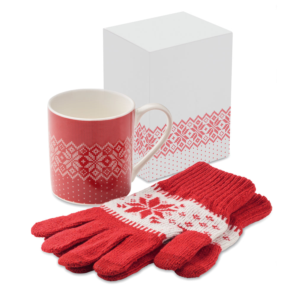 Cadeauset mok en handschoenen Copito Set in rood