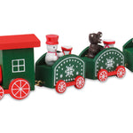 Houten decoratie kersttrein Juna in mix