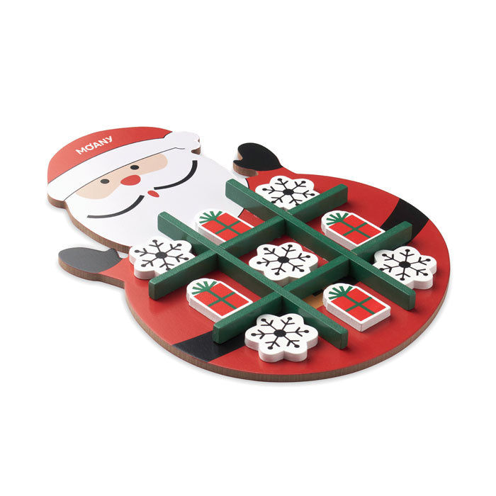 Kerstmis houten tic tac toe Hohotoe met een bedrukking als voorbeeld