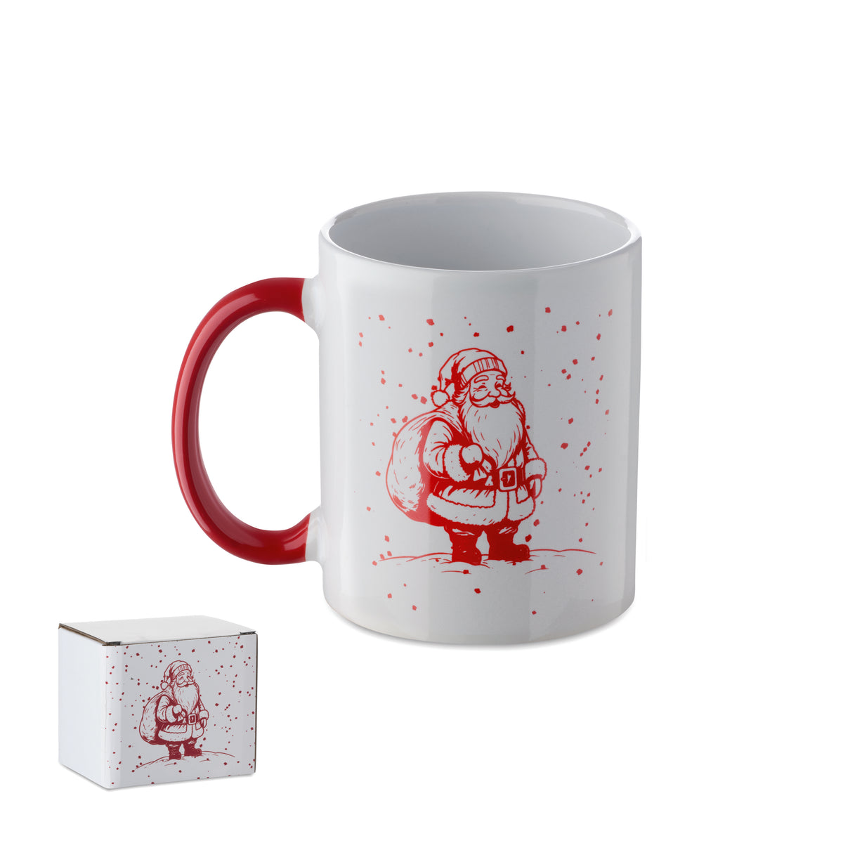 Keramische kerst mok 300 ml Festimug in wit/rood