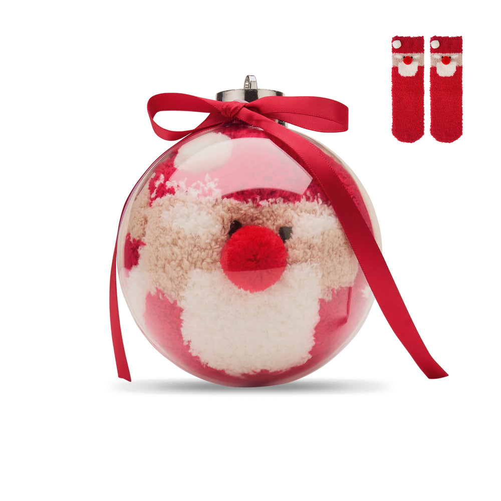 Kerstman sokken balornament Snug M in rood