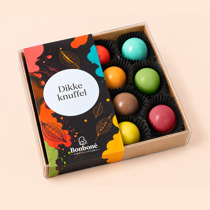 Luxe bonbons "Dikke knuffel", doos met 12 stuks