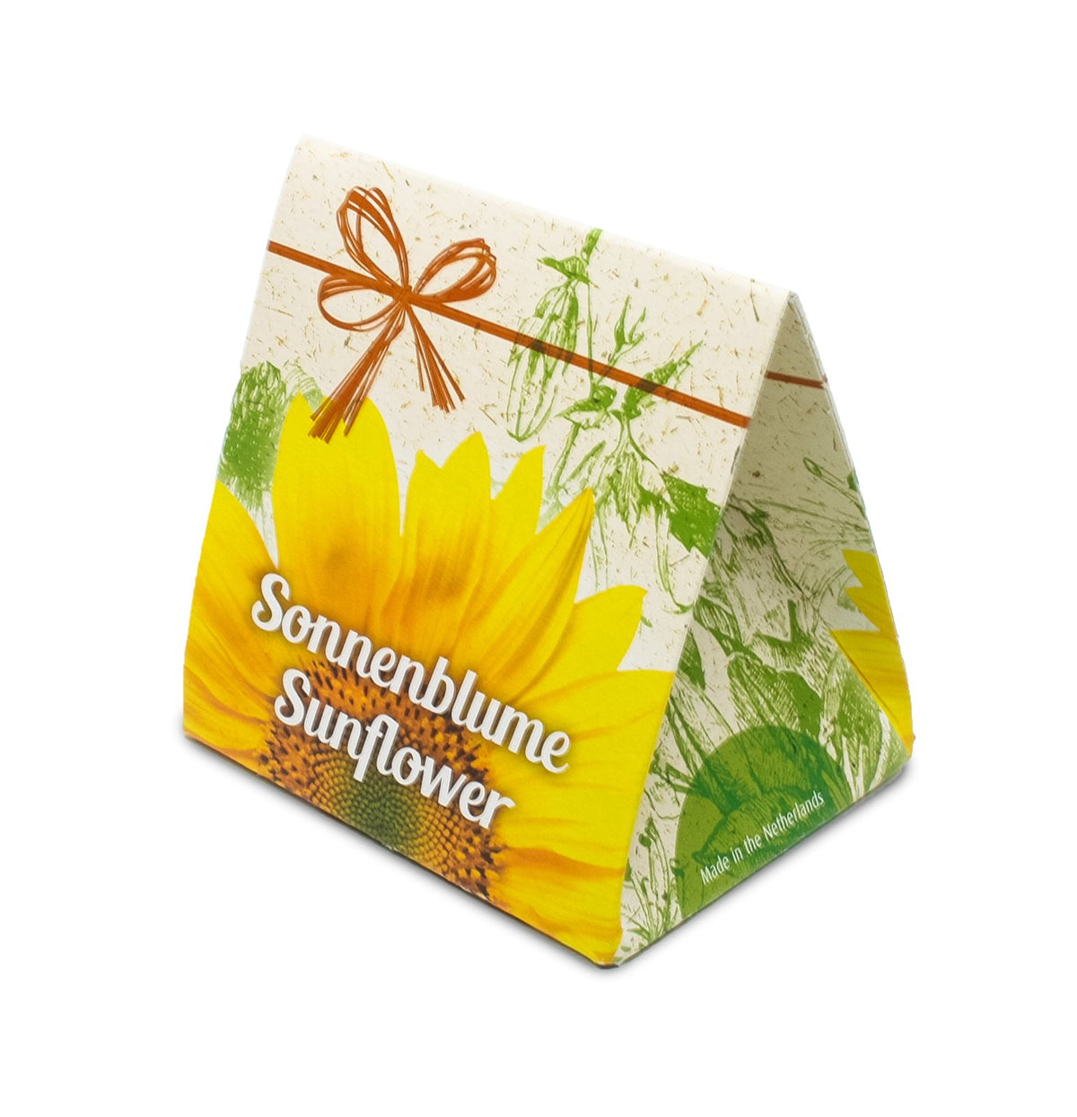 Driehoekig doosje met zonnebloemzaadjes