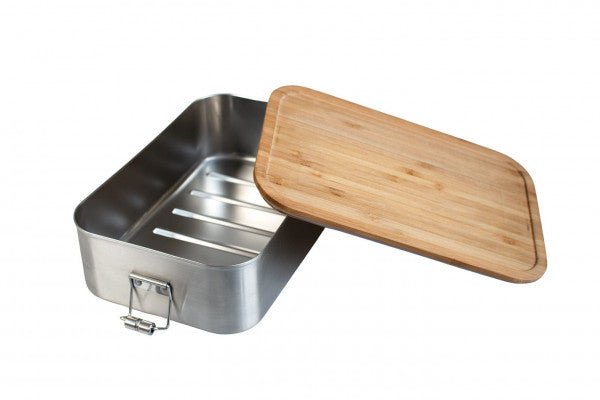 CP SA 15 RVS lunchbox met bamboe deksel – groot, lekdicht en duurzaam