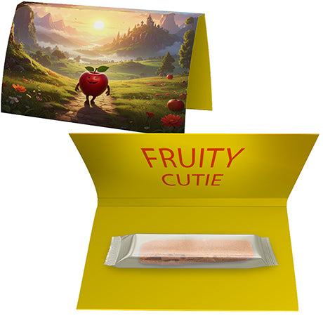 Fruitstrip appel in een bedrukte gevouwen kaart