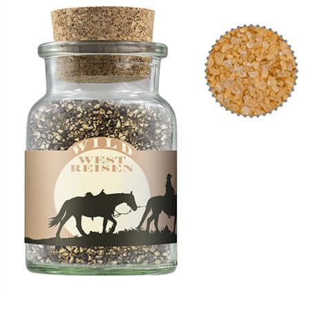 Glazen potje met kurk met grof rookzout (130 gram)