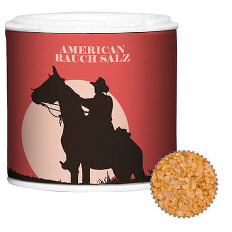 Kartonnen strooibusje met grof rookzout (50 gram)