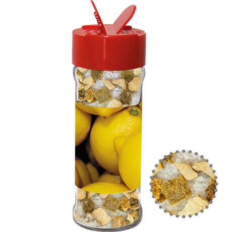 Glazen strooipotje met citroenzout (80 gram)