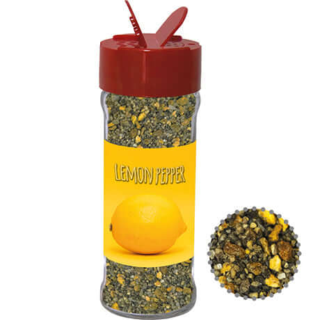 Glazen strooipotje met citroenpeper (50 gram)