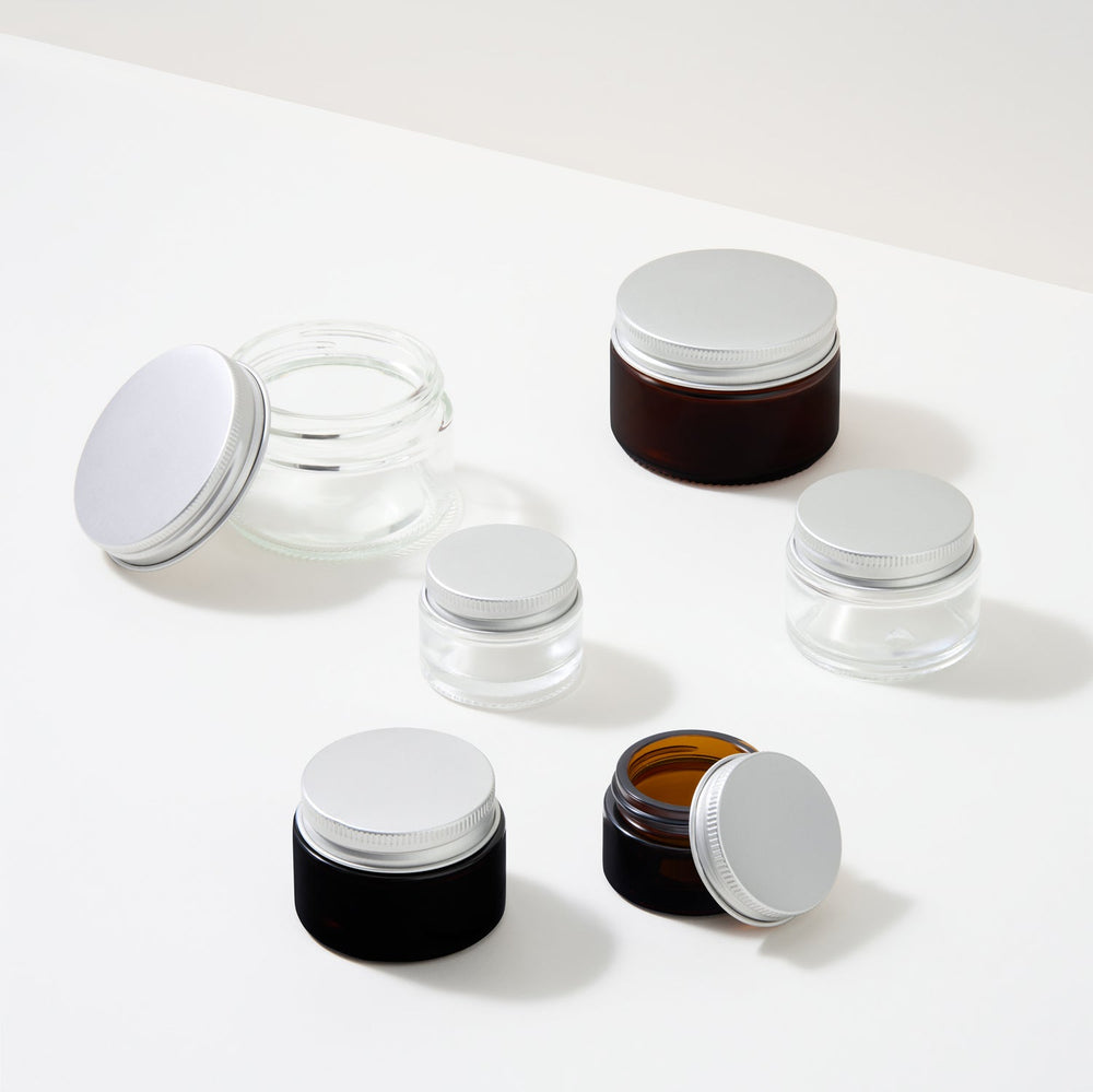 Glazen cosmeticapotje met aluminium deksel, foto 1