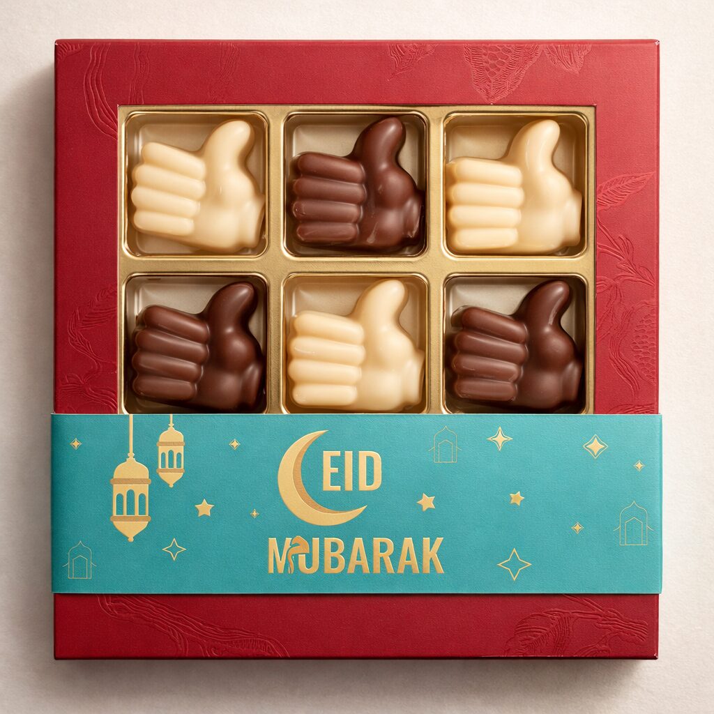 Chocolade duimpjes, uitvoering 9 duimpjes, Eid Mubarak