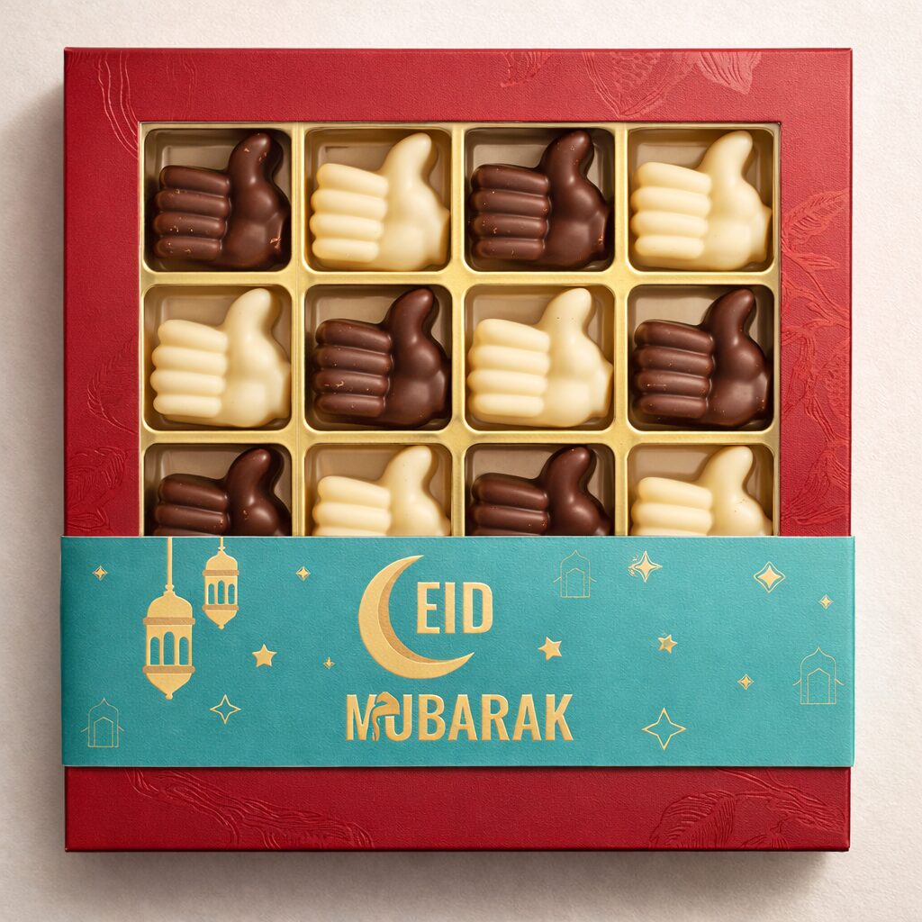 Chocolade duimpjes, uitvoering 16 duimpjes, Eid Mubarak