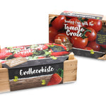Houten kweekbakjes met tomaat en aardbei in standaard verpakking