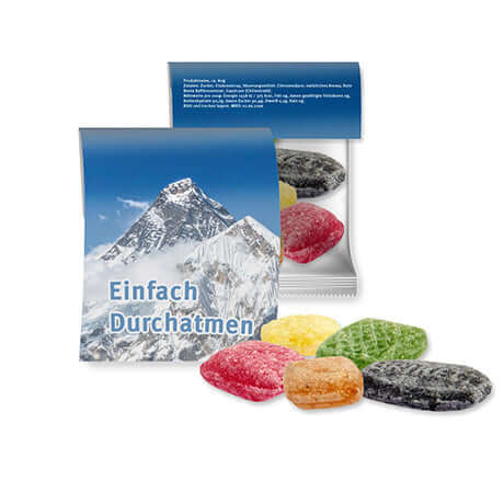 Hoestbonbons met logo in zakje of stazak (17 of 80 gram)