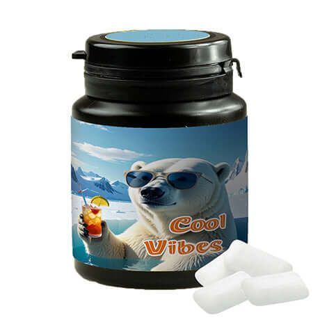 Icemint-kauwgom (63 gram) in zwart kauwgompotje