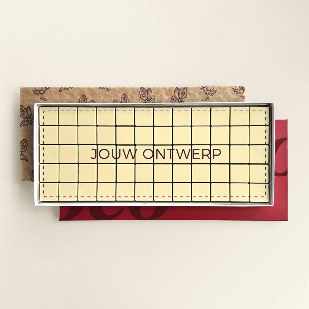 Chocolade wenskaart met foto, uitvoering 60 blokjes