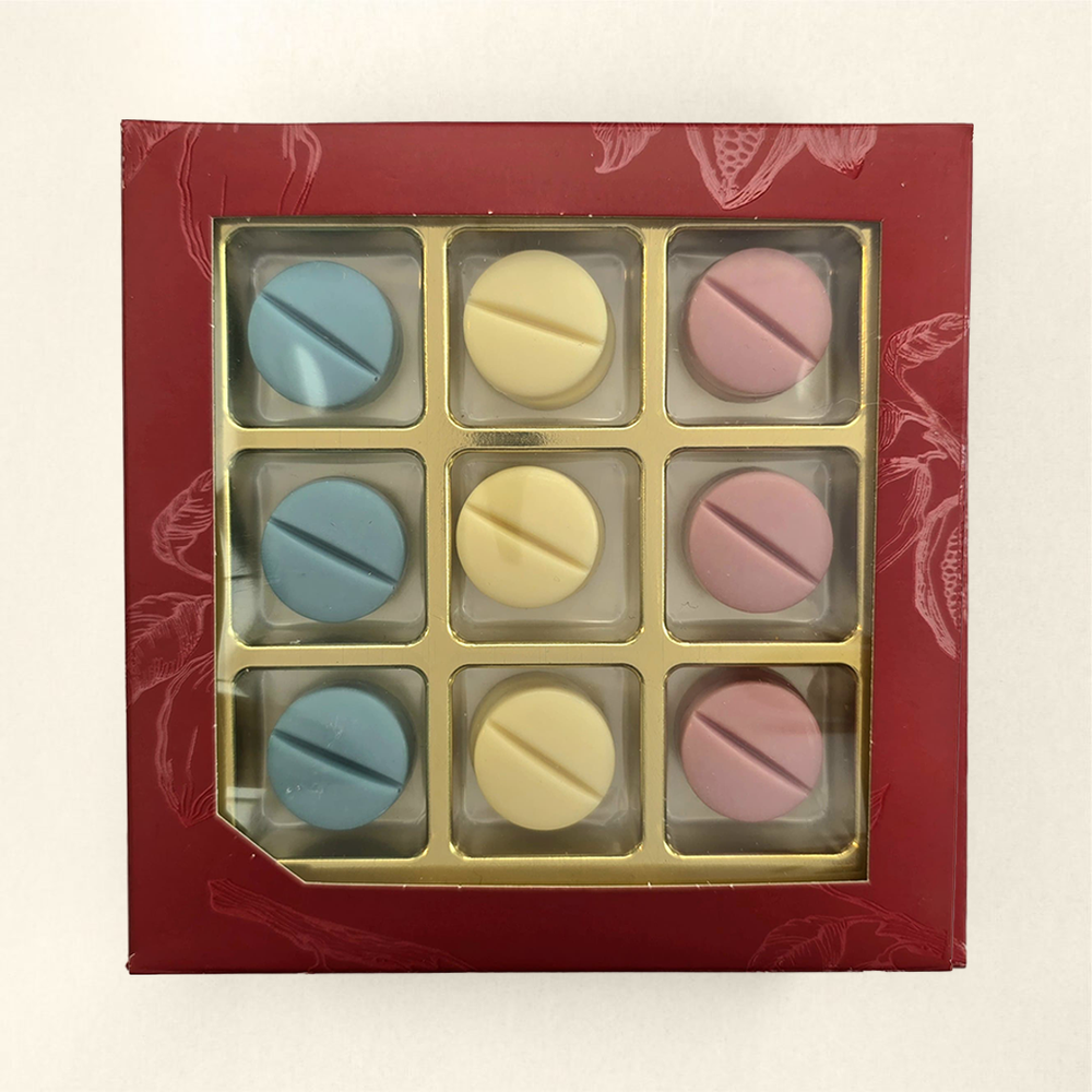 Chocolade beterschap pillen, uitvoering 18 pillen