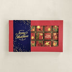 Kerstchocolaatjes met logo, uitvoering 18 blokjes zonder logo